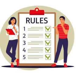 people-studying-list-of-rules-making-checklist-reading-guidance-illustration-flat-vector